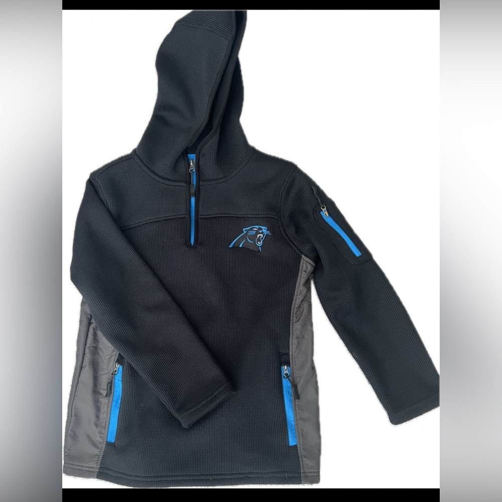 Carolina Panthers NFL Youth Half-Zip Pullover Jacket - Black - Size M (10/12)